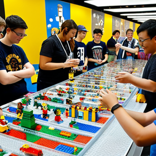 A Group of Enthusiastic LEGO Collectors**

A brightly lit room at a LEGO fan convention. A diverse group of fully clothed adults and teenagers enthusiastically trade and examine LEGO minifigures. Tables are covered with minifigures in clear plastic cases. The atmosphere is friendly and collaborative. Focus on the shared passion for LEGO. Safe for work, appropriate content, family-friendly, professional-grade image quality, perfect anatomy, well-formed hands, natural proportions, fully clothed.

**