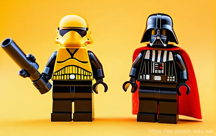 레고 스타워즈 피규어의 변천사 - **Prompt Title: The Genesis of Heroes: Classic Yellow-Faced LEGO Star Wars Minifigures**

    **Imag...