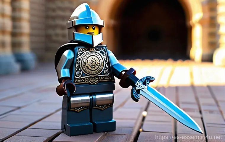 레고 브릭으로 만든 캐릭터 팬아트 - **Prompt:** A highly detailed LEGO sculpture of a medieval fantasy knight. The knight is fully clad ...