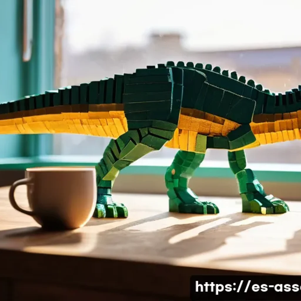 레고 크리에이터 공룡 시리즈 - **Image Prompt 1: "Awakening the Inner Paleontologist"**
A wide shot of a brightly lit, modern l...