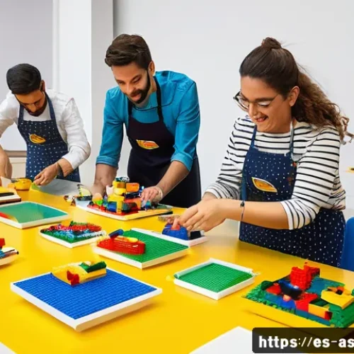 Home 32 레고 관련 이벤트 소식 - A lively community workshop set in a bright, modern cultural center in Madrid, featuring diverse gro...